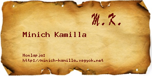 Minich Kamilla névjegykártya